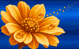A Deluxe Paint picture: a flower dripping nectar